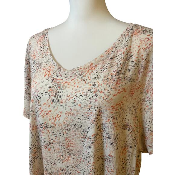 Pure Jill 100% Pima Cotton White Orange Gray Size 3X - Picture 2 of 8